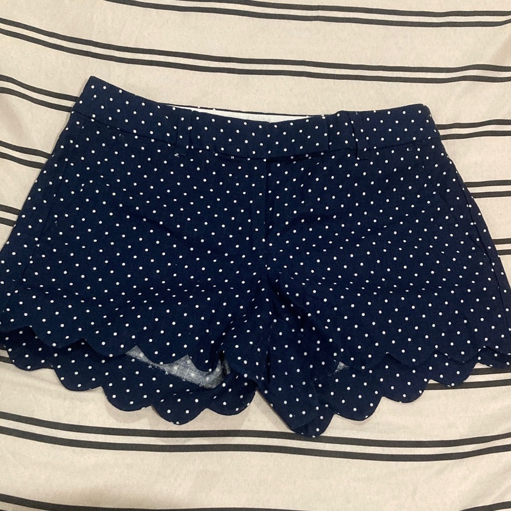 J. Crew Navy Polka Dot High Waist Shorts